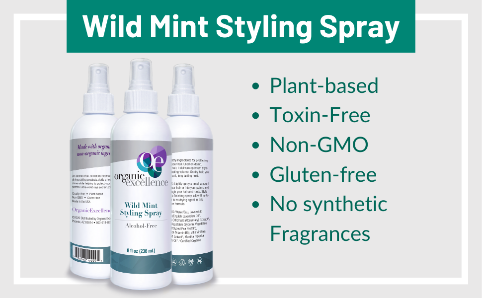 Organic Excellence Wild Mint Hair Styling Spray For All Hair Types Alcohol-Free