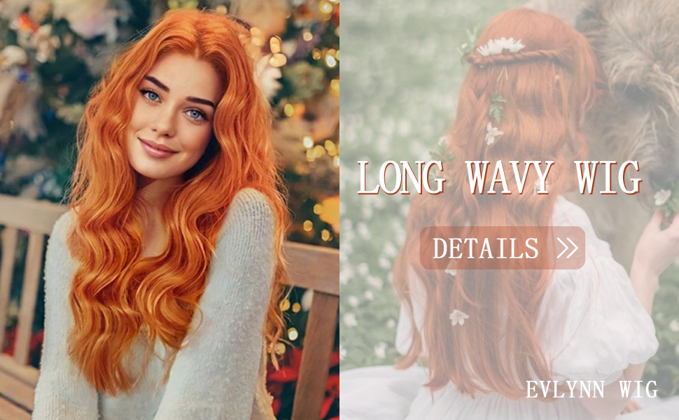 ginger orange long wavy wig