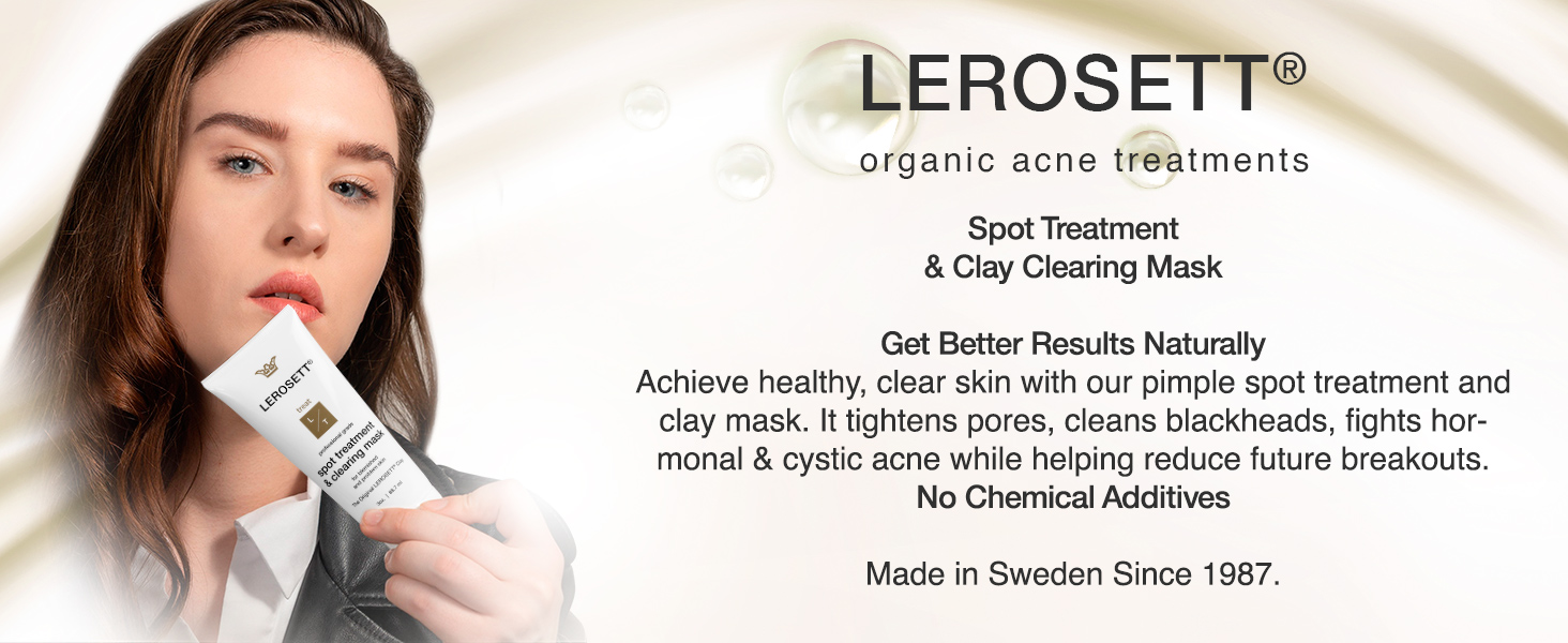 women holding lerosett spot treatment & clearing mask product
