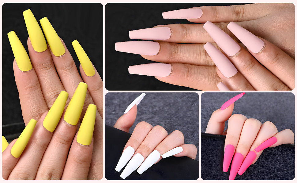 fake nails long glue on nails white press on nails nude fake nails black acrylic nails