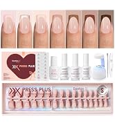 Beetles X Press Plus Gel Nails Kit - Mocca Mousse French | 7 Colors Short Square French Tip Press...