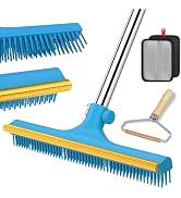 3 in 1 Carpet Rake for Pet Hair Removal, Reusable Pet Hair Remover Broom, 60'' Adjustable Long Ha...