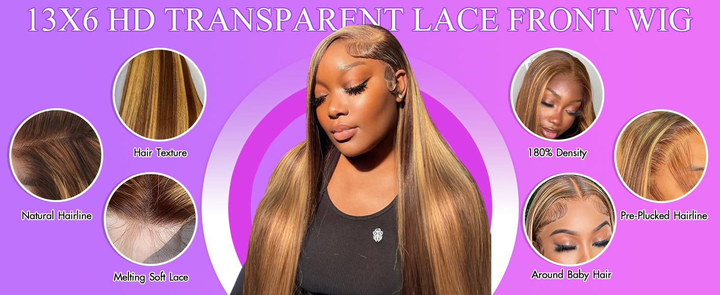 13x6 highlight hd lace front wig human hair