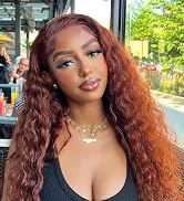 Aveiyce Reddish Brown Deep Wave Lace Front Wigs Human Hair Auburn 13x4 HD Transparent Lace Fronta...