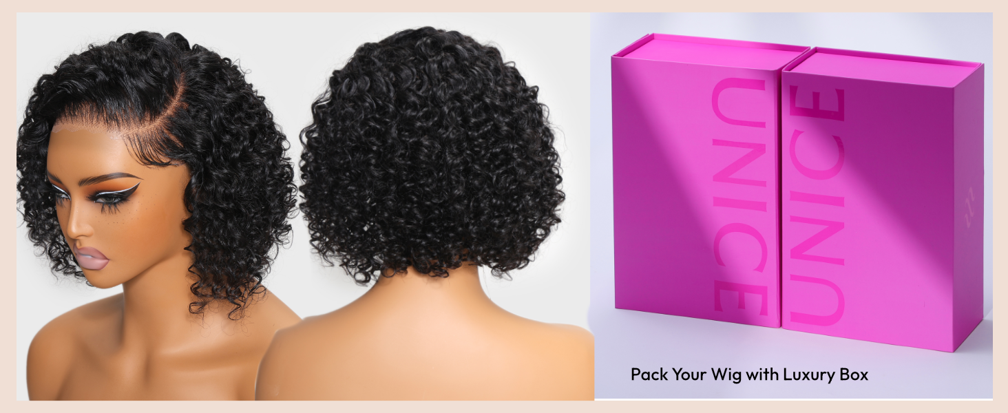 unice short curly bob wigs human hair glueless wigs human hair pre plucked pre cut wear go wigs