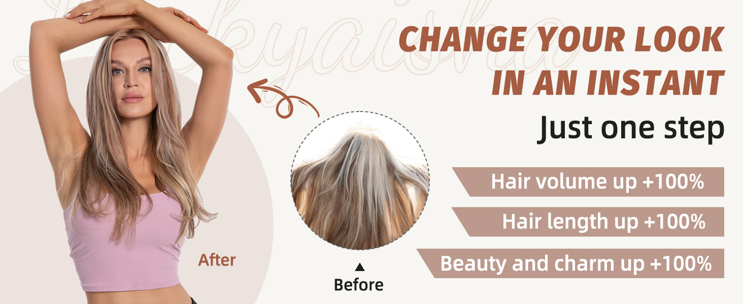 Clip in Hair Extensions Real Human Hair Chocolate Brown mixed Caramel Blonde #4/27/4