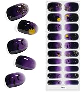 KING HORSE Halloween Gel Nail Stickers Long Lasting Salon Quality Semi-Cured Gel Nail Wraps UV La...