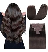 Sisily Clip in Hair Extensions Real Human Hair, Premium Human Hair Clip in Extensions Dark Brown,...