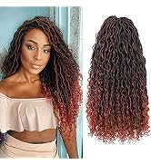 New Goddess Locs Crochet Hair 5 Packs 22 inch Copper Red River Faux Locs Crochet Hair Bohemia Loc...