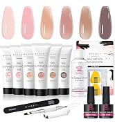 Makartt Poly Nail Gel Kit: 6 Nude Colors Solid Builder 15ML for Poly Extension Enhancement Set wi...