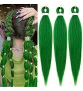 Green Braiding Hair Pre stretched 30 Inch 3 Packs Kanekalon Pre-stretched Braiding Hair EZ Braid ...