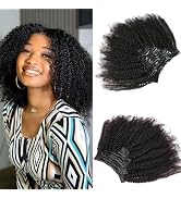 QiaQiaRing Brazilian Human Hair 4B4C Afro Curly Clip in Hair Extensions for Black Women Afro Kink...
