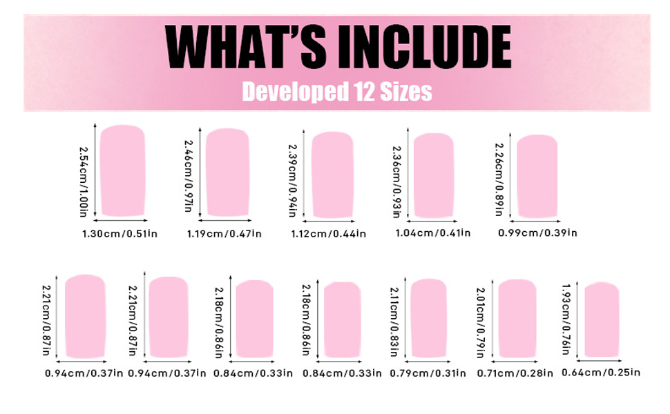 Nail Dimension display diagram