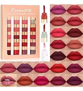 evpct 20 Colors Liquid Matte Lipstick Set Lip Stick Stain Packs Matte for Dark Skin Women,Dark Re...