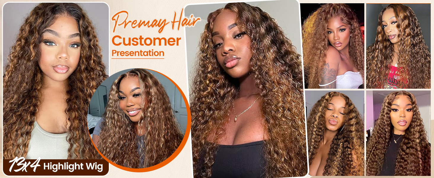 4/27 Honey Blonde Wig Human Hair Customer Show