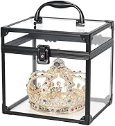 FRENESSA Portable Makeup Case Clear Crown Box Cosmetics Display Case Toiletry Organizer Box Trans...