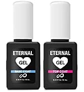 Eternal Gel Nail Polish Kit – Top Coat + Base Coat Complete Soak Off UV or LED Light Lamp Gel Sta...