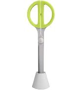 HARAC Japanese Office Scissors with Stand Up Holder, Made in JAPAN, Standing Table Scissors for D...