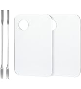 G2PLUS 2PCS Acrylic Cosmetic Palette with 2PCS Spatula,Makeup Palette Mixing Tray Apply for Eye S...