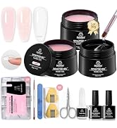 Beetles Builder Gel for Nails, 9 in 1 High Hardness Clear Jelly Glitter Sculpted Gel with Nail Fo...
