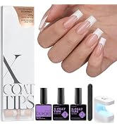 BTArtboxnails Soft Gel Nail Tips and Gel Glue Kit - French Tip Press on Nails Long Square XCOATTI...