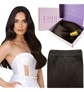 Fshine Genius Weft for Women Darkest Brown 20 Inch 60g Remy Human Extensions Human Bundle Natural...