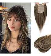 Flufymooz Real Human Hair Toppers for women, 10 Inch Clip in Bangs 100％ Human Hair Toppers for Th...