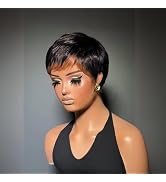SisBroSis Short Layered Pixie Cut Wigs for Black Women Pixie Cut Human Hair Wigs With Bangs 1b/33...