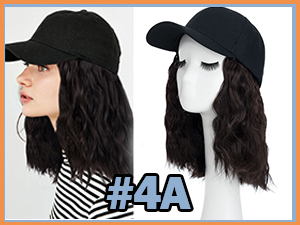 Adjustable Long Curly Hairpiece Replacement Wigs in Hat for Girls