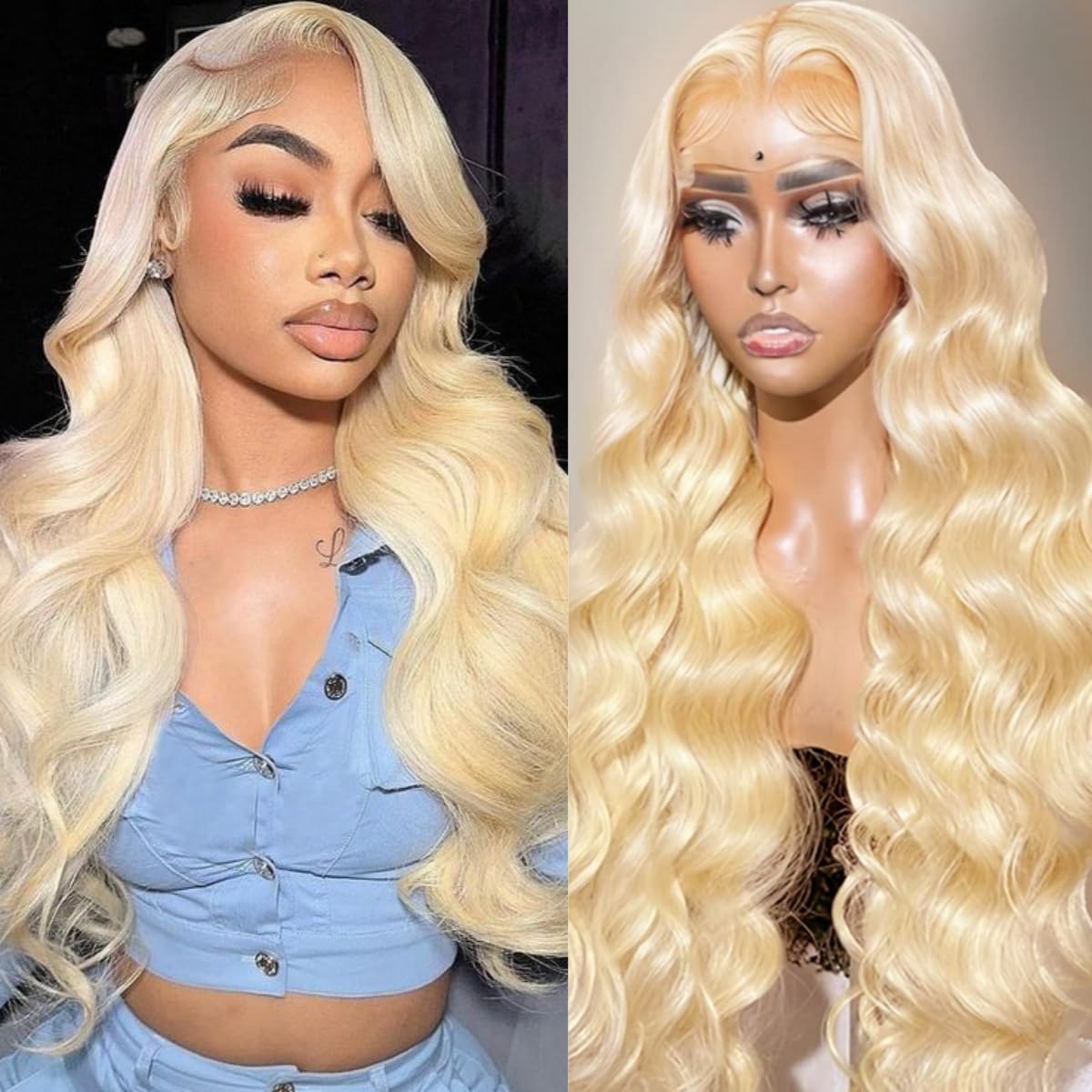 24inch 613 Lace Front Wig Human Hair 13x6 HD Transparent Blonde 613 Body Wave Lace Front Wigs Human Hair 180% 12A 613 HD Lace Frontal Wig Glueless Human Hair Wigs Pre Plucked with Baby Hair