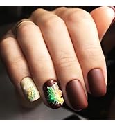 Gradient Maple Press on Nails 24 Pcs Fall Leaves False Nails Matte Colorful Maple Leaves Acrylic ...
