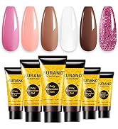 BURANO Poly Extension Gel Nail Kit, 6 Colors Nail Poly Nails Builder Gel Set for Beginner & Profe...