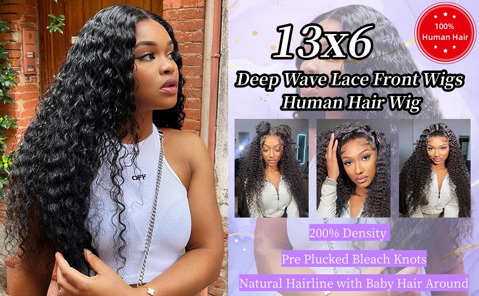 13x6 Deep Wave Lace Front Wigs Human Hair Wigs