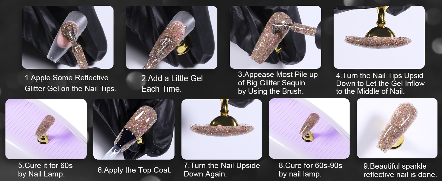 Reflective glitter gel nail polish