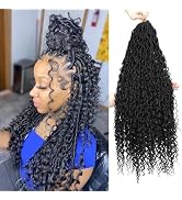 8 Packs River Faux Locs Crochet Hair 22inch New Goddess Locs Crochet Hair Boho Faux Locs Wavy Cro...