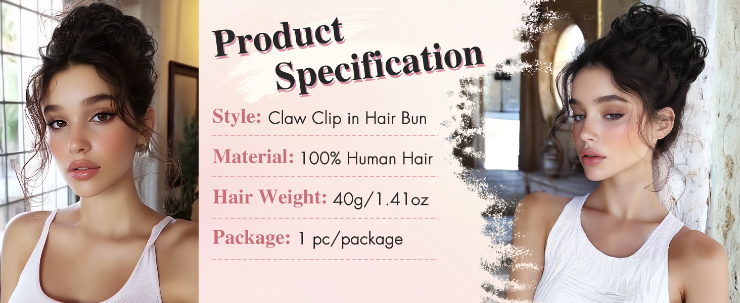 claw clip on messy hair buns for women