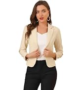 Allegra K Women's Open Front Office Work Business Casual Lightweight Summer Crop Suit Blazer