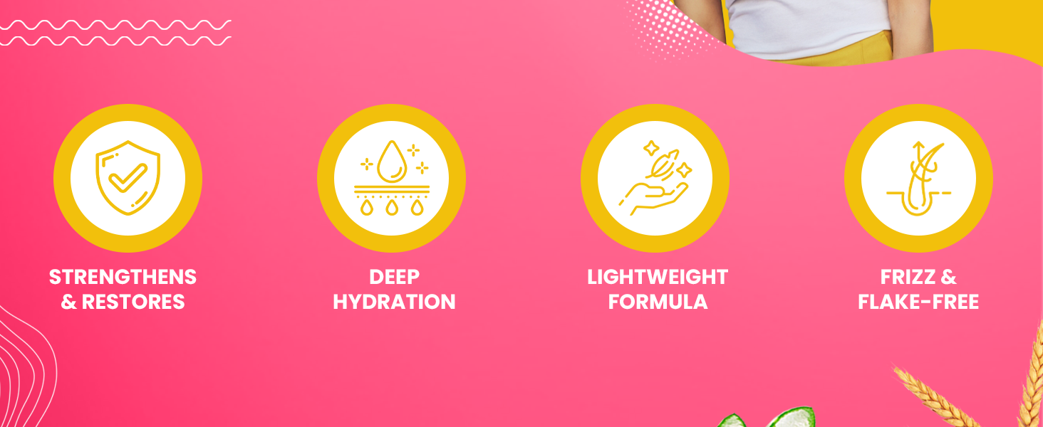 restore and strengthens deep hydration lightweight frizz and flake free