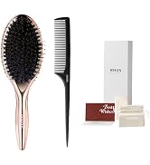 RHOS Boar Bristle Brush, Detangling Hair Brush for Long, Curly, Thick Hair, Soft Natural Bristle ...