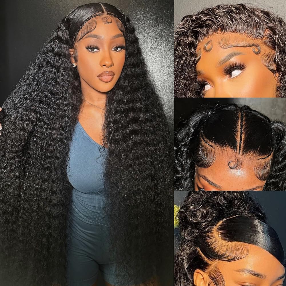 28" 13x6 Glueless HD Lace Front Wigs, Curly Human Hair, 180 Density