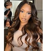 Sunber Bye Bye Knots 7x5 Lace Front Glueless Ombre Brown Highlight Body Wave Human Hair Wigs Pre ...