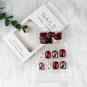 Christmas Red Press on Nails Short Square, Santa Claus Fake Nails with Design Glitter