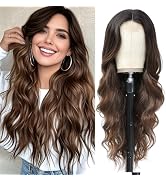 HMHIFI Long Brown Wigs for Women Ombre Brown Synthetic Hair Wig Natural Daily Hair Replacement Wi...