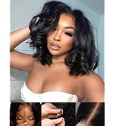 Sunber Put On and Go Glueless Light Yaki Loose Wave Bob Human Hair Wigs Pre Plucked Pre Bleached ...