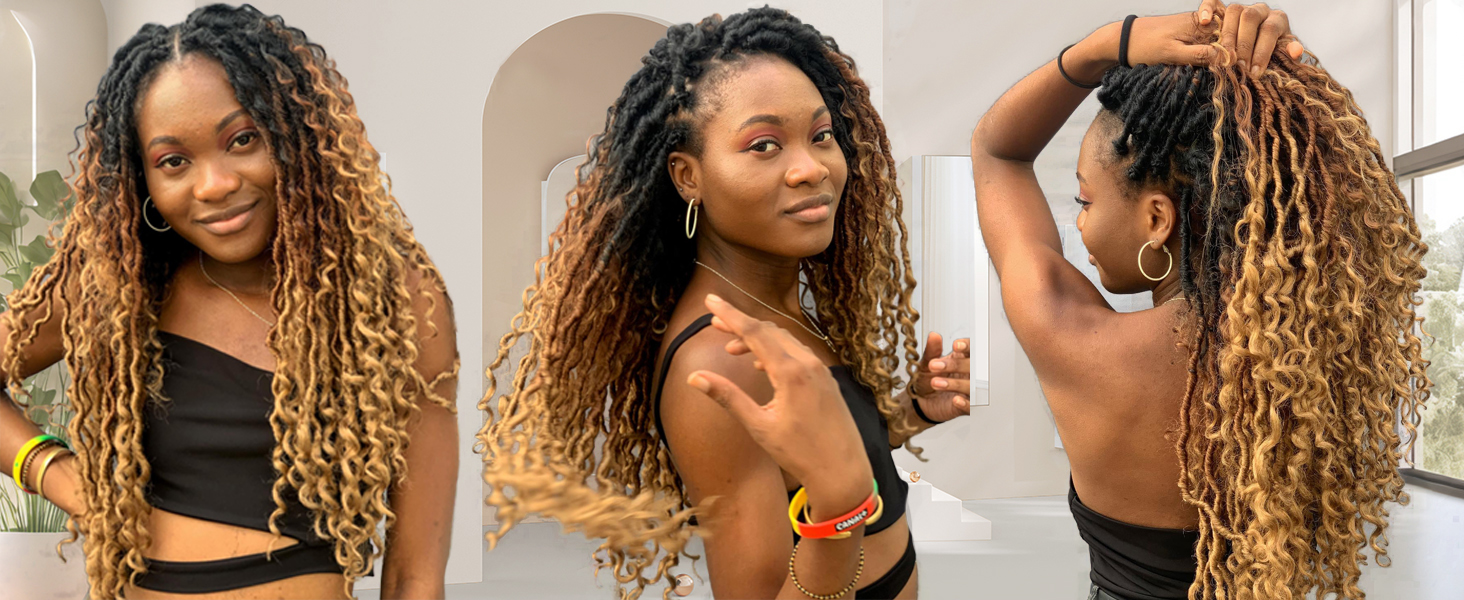 Goddess Locs Crochet Hair Ombre Faux Locs Crochet Hair Women Pre Looped Boho River Locs Hair
