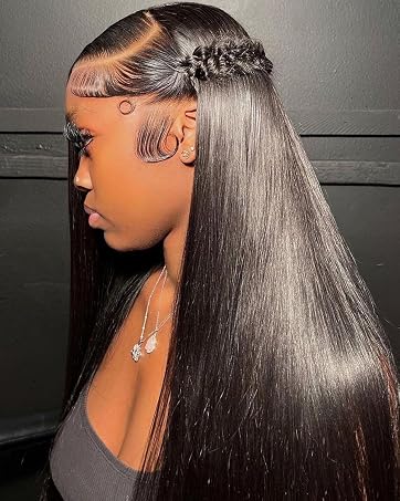 Straight human hair wig
