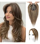 Flufymooz 100% Real Human Hair Toppers for Women, 10 Inch Clip in Human Hair Topper for Thinning ...