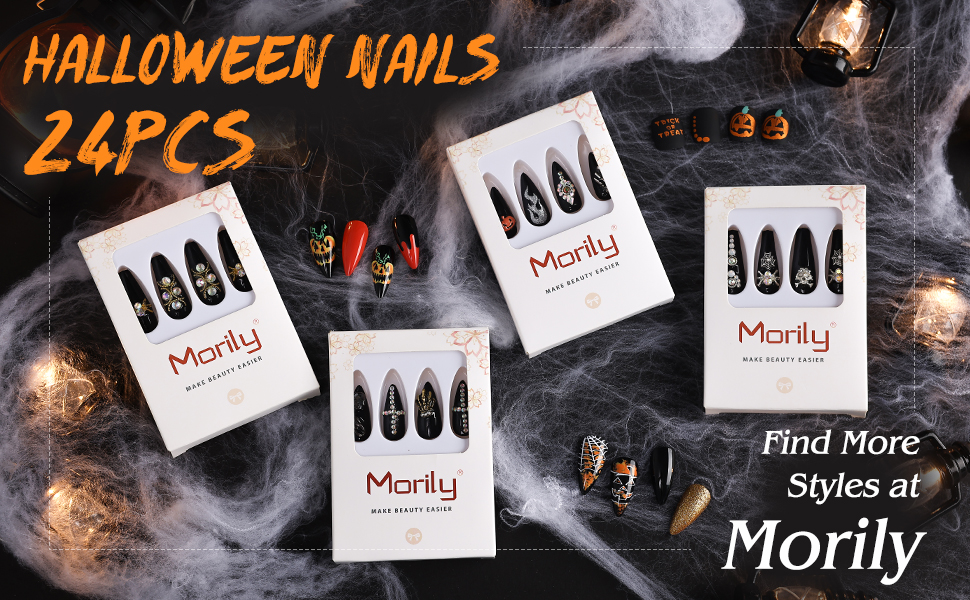 morily Halloween false nail tips