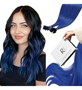 RUNATURE U Tip Hair Extensions Human Hair Blue U Tip Human Hair Extensions Straight Blue Hair Ext...