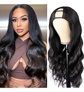 Amella Human Hair U Part Wig Body Wave Wigs for Black Women 150% Density U Shape Clip in Half Wig...